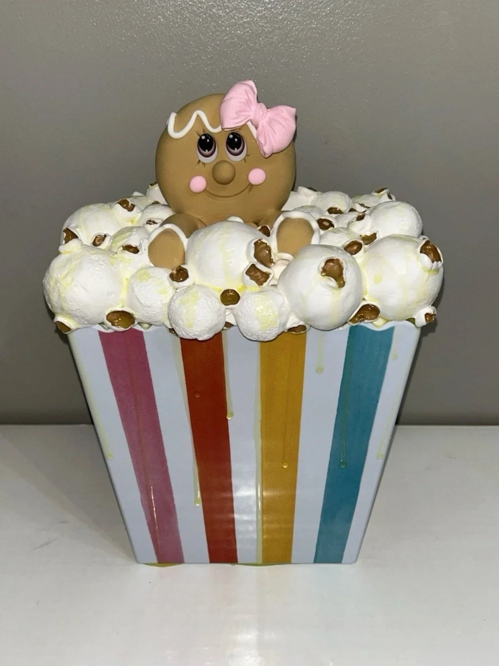 Fake Gingerbread Buttered Popcorn Display Handmade